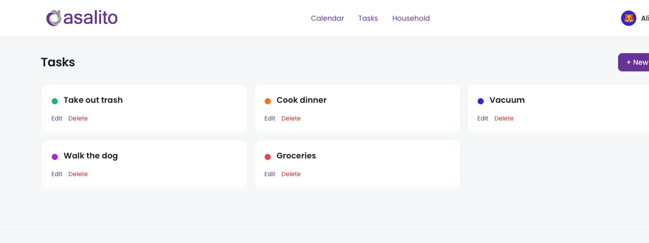 Tasks list with color-coded task tiles